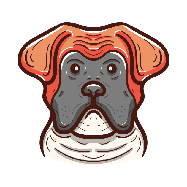 Cute boxer dog face by Dzulhan