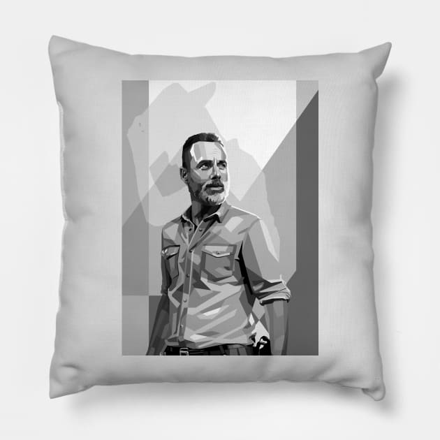 Rick Grimes WPAP Pop Art in Black & white colour Pillow by godansz