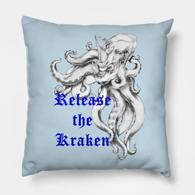 Release the Kraken. Pillow by Maximuselektro