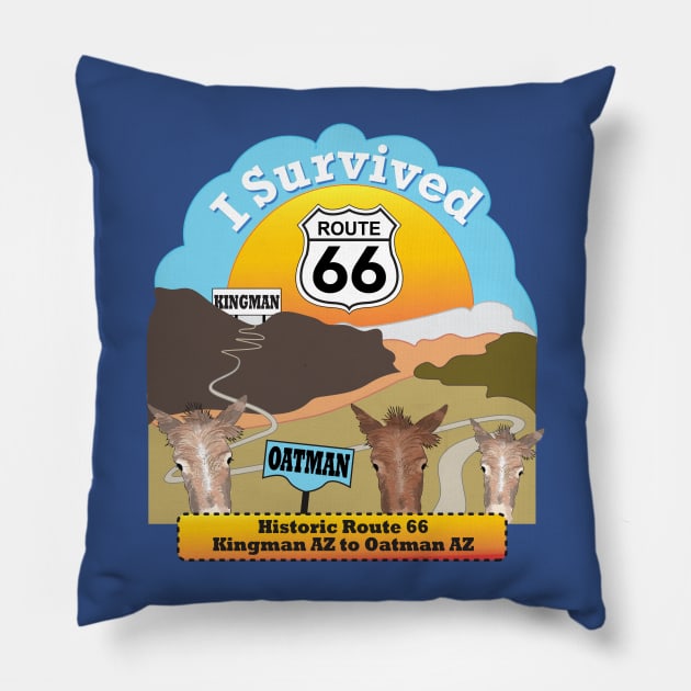 I Survived Route 66, Kingman AZ to Oatman AZ Pillow by MMcBuck