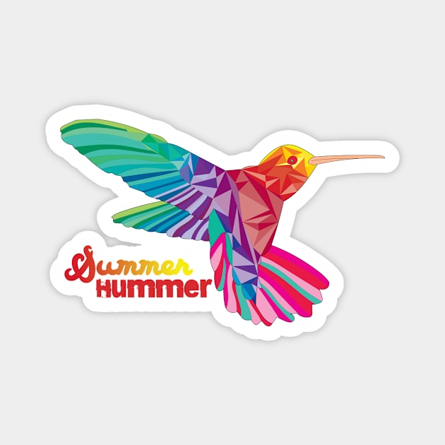 Summer Hummer - Geometric Sunset Colorful Hummingbird Magnet by SwitColor