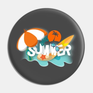 Hello Summer - Sun -Surfing - Swimming -Beach Pin