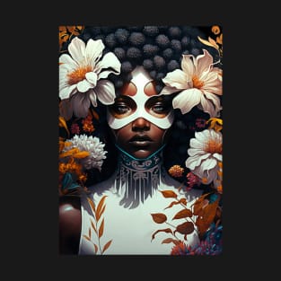 Beautiful Floral Black Woman T-Shirt