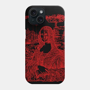 Psychedelic Mona Lisa in red Phone Case