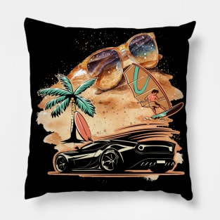 Let's Live, Vintage Car American customs,Funny Muscle Car Racing 70s Hot Road Rally Racing Lover Gifts  Pillow