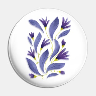 Very Peri Flowers and leaves, violets, floral pattern, periwinkle Pin