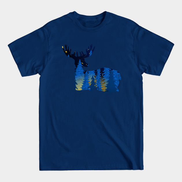 Disover Blue Deer Silhouette - Deer - T-Shirt