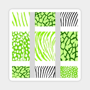 White and Light Green Mixed Animal Print Magnet