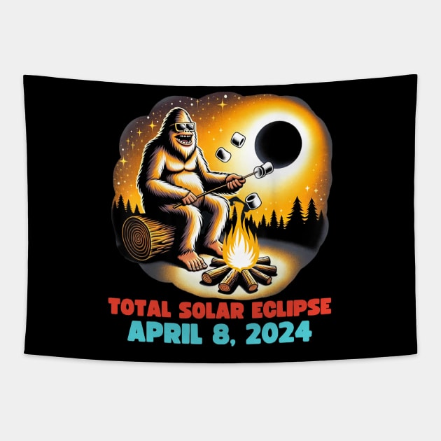 Solar Eclipse 2024 Bigfoot, April 8 2024, Funny Eclipse Event 2024 Tapestry by artbyhintze