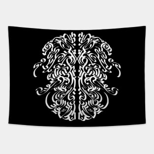 White Gothic calligraphy fashion illustration Tapestry