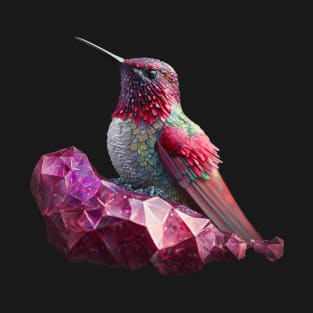 Crystal Hummingbird perched on Crystals T-Shirt