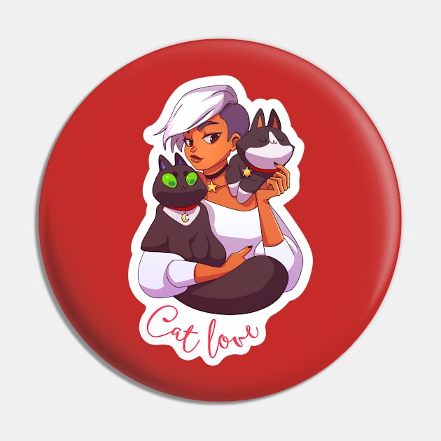 Cat Lady wirh Moggies Pin by machmigo