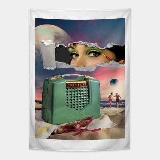 On The Radio - Surreal/Collage Art Tapestry