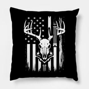 Deer Bow Hunting American Flag Whitetail Bow Hunter Pillow