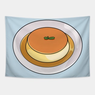 Creme caramel cartoon illustration Tapestry