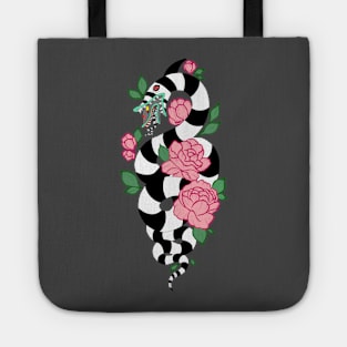 Beetlejuice sandworm floral small print Tote