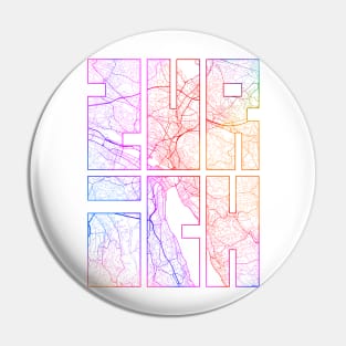 Zurich, Switzerland City Map Typography - Colorful Pin