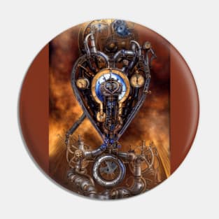 Steampunk mechanical heart Pin