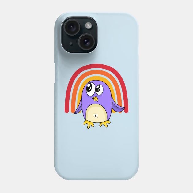 Funny Purple Penguin Rainbow Phone Case by Illustradise