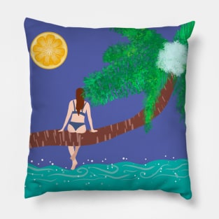 Woman at the beach 10 Pillow