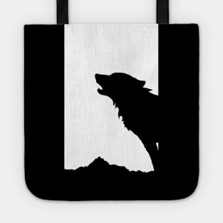 Minimalist Wolf Design - Howling Wolf Art- Wolf Lover - Howling Wolf Gift Tote