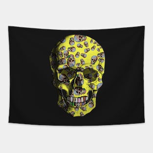 Happy Skull Random Pattern (Yellow) Tapestry