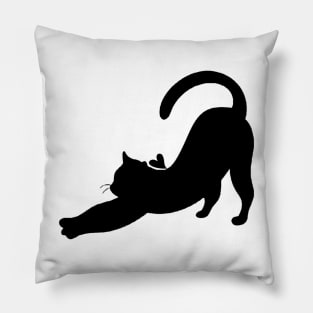 Black Yoga Cat and Heart Pillow