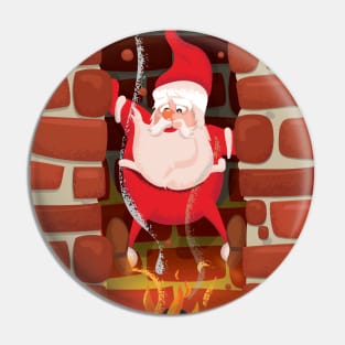 Santa Stuck up a chimney Pin