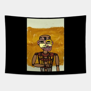 Madiba: Unique Puppet Art with Abstract Expressionist Background Tapestry