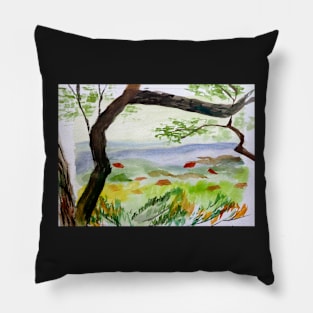 Texas Hill Country Watercolor Painting Pillow