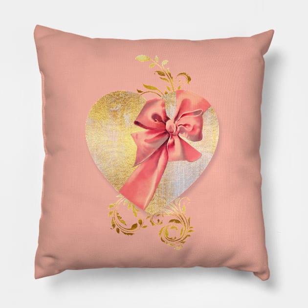 Eternal Heart, wrapped in a bow, Valentines Day tee shirt Pillow by LittleBean