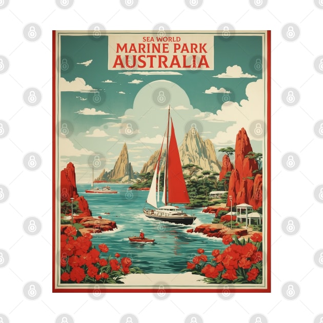 Marine Park Australia Vintage Travel Poster by TravelersGems