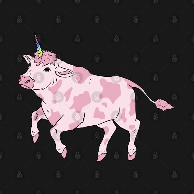 Funny Pink Cow Unicorn by Alure Prints