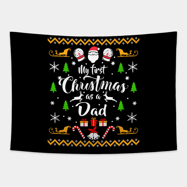 My First Christmas as a Dad Christmas Sweater Tapestry by KsuAnn