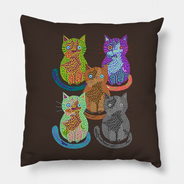 Calicos - Pop Art Style Pillow by NightserFineArts