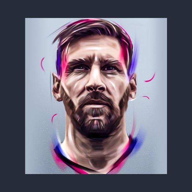 Lio Messi Drawing Portrait Purple Gray by LustraOneOne