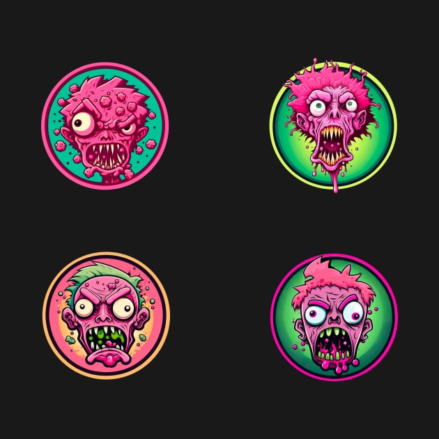 Funny pink Zombie stickers by KIDEnia