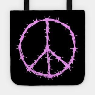 Barbed Wire Peace Sign (pink) Tote