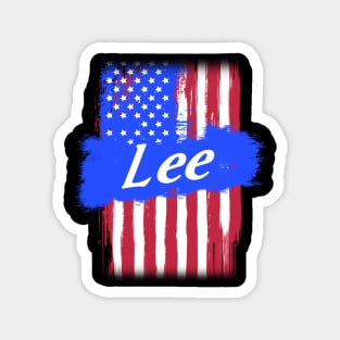 American Flag Lee Family Gift For Men Women, Surname Last Name Magnet