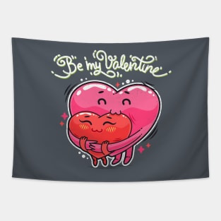 Hugging Valentine Hearts Tapestry