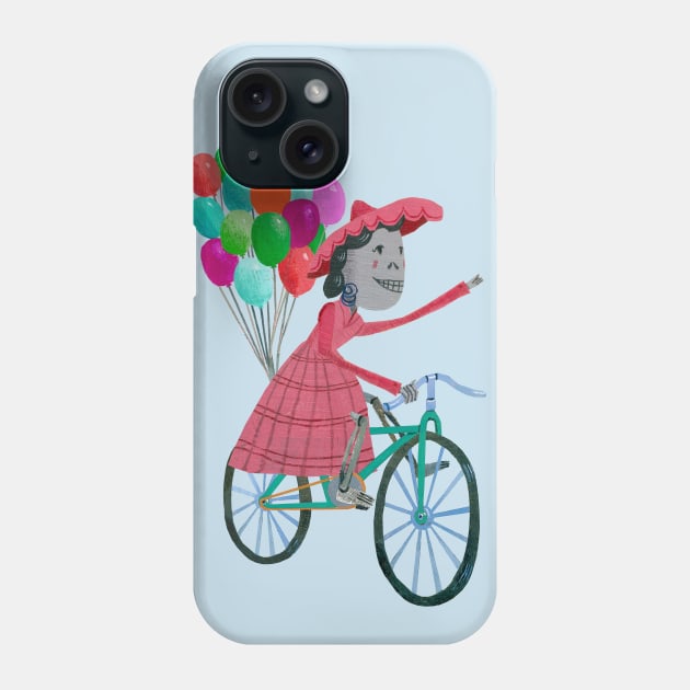 Dia de los Muertos, Señora Bicycle Ride Phone Case by John Parra Art