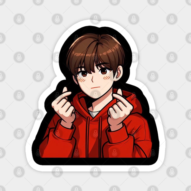 Cool Guy Korean Finger Hearts Kpop Magnet by Plushism