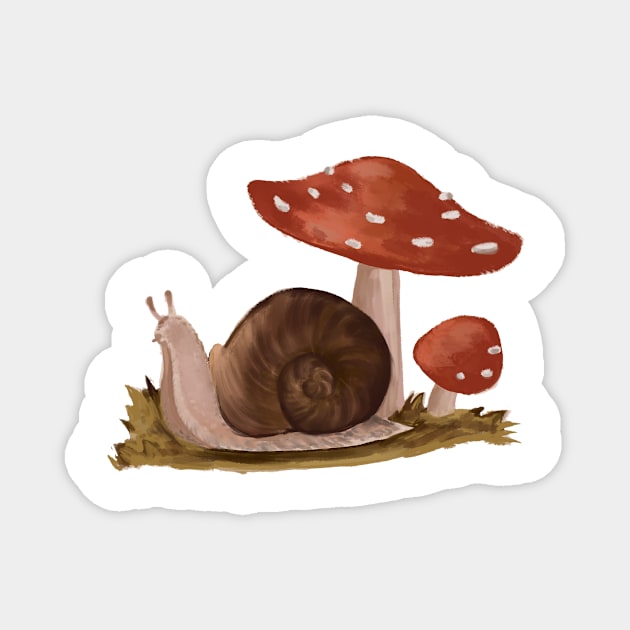 Snail and mushroom Magnet by KaijuCupcakes