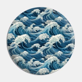 Ephemeral Crests: Hokusai Waves Reimagined Pin