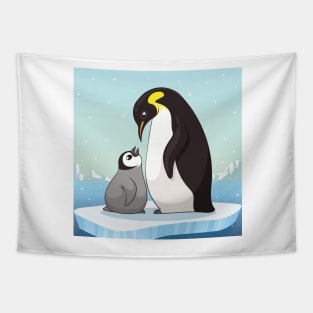 Family of penguins in cartoon style. Penguin character design. vector illustration Tapestry