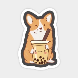 boba Corgi illustration Magnet