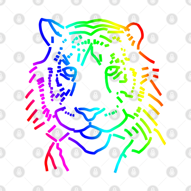 Rainbow Tiger Face by ellenhenryart