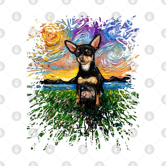 Short Hair Black and Tan Chihuahua Night (splash version) by sagittariusgallery