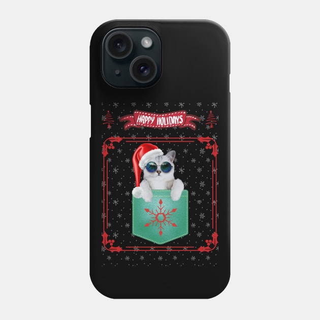 Christmas Kitty In Pocket Happy Holidays Phone Case by Hypnotic Highs