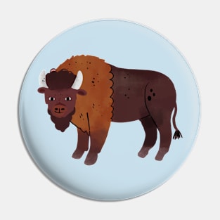 Bison Painting Hand Drawn Pin